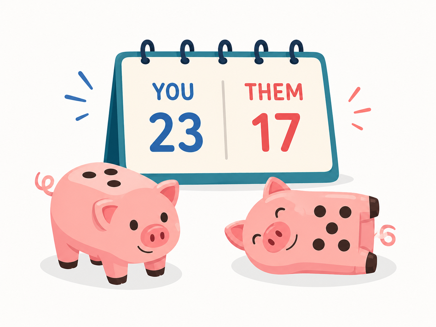 Two pig-shaped playing pieces beside a simple score counter.